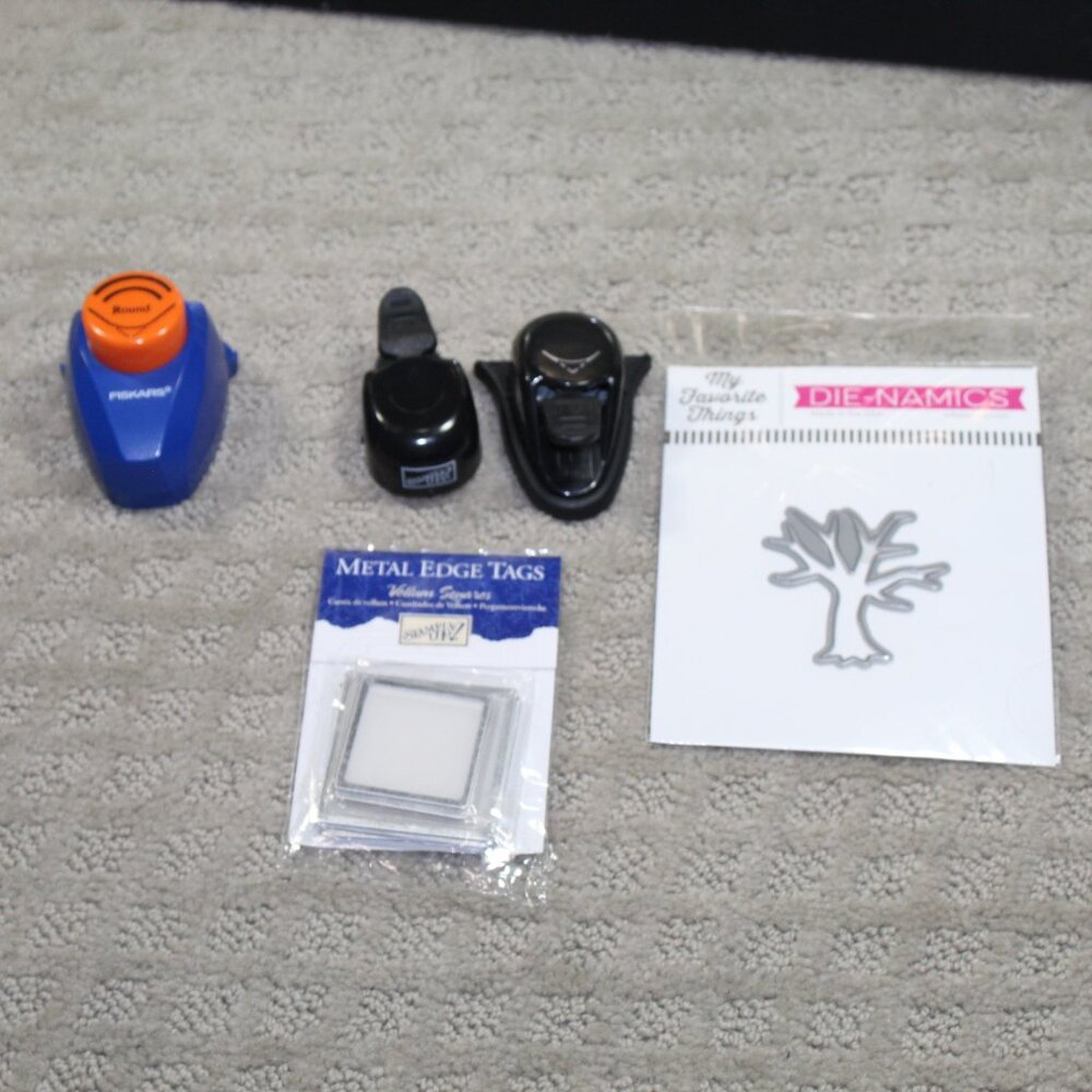 Crafter's Lot of 3 Paper Punches, Steel Die Cut, Metal Edge Tag Most Stampin' Up